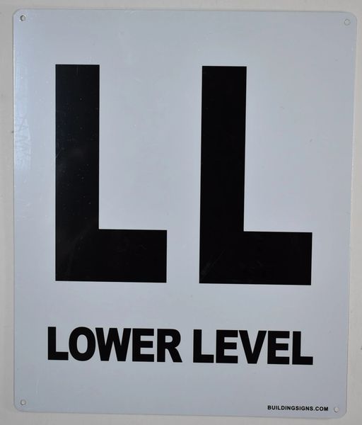 FLOOR NUMBER SIGN - LOWER LEVEL SIGN - (White, Rust Free Aluminium 10X12)-Grand Canyon Line