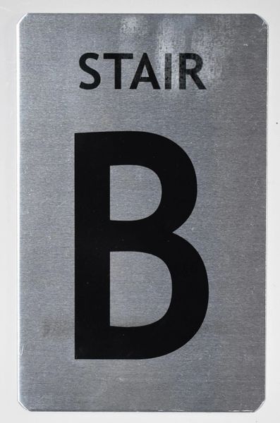 FLOOR NUMBER SIGN - STAIR B SIGN - BRUSHED ALUMINUM (ALUMINUM SIGNS 8X5)- The Mont Argent Line