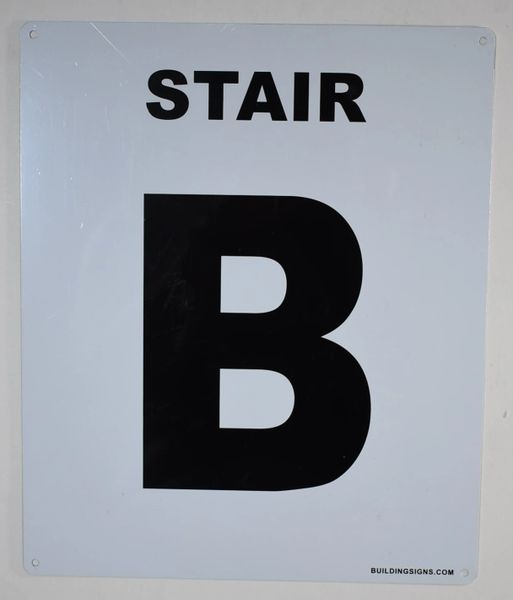 FLOOR NUMBER SIGN - STAIR B SIGN (White, Rust Free Aluminium 10X12)-Grand Canyon Line