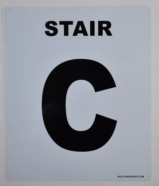 FLOOR NUMBER SIGN - STAIR C SIGN -(White, Rust Free Aluminium 10X12)-Grand Canyon Line