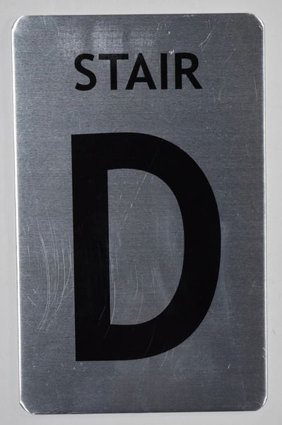 FLOOR NUMBER SIGN - STAIR D SIGN - BRUSHED ALUMINUM (ALUMINUM SIGNS 8X5)- The Mont Argent Line- The Mont Argent Line