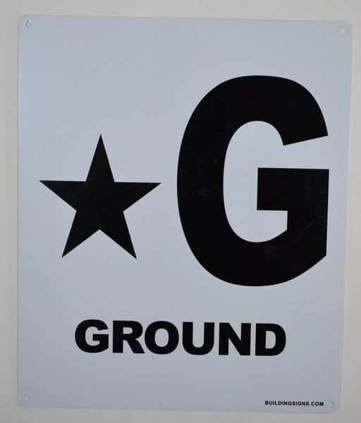 GROUND FLOOR NUMBER SIGNS- STAR GROUND SIGNS- STAR GROUND (White, Rust Free Aluminium 10X12)-Grand Canyon Line