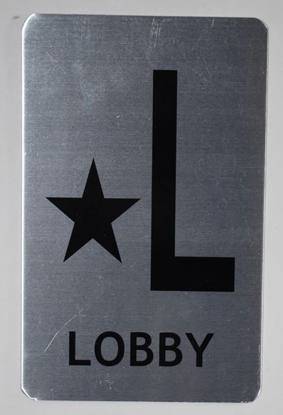 FLOOR NUMBER SIGN - STAR L LOBBY SIGN -BRUSHED ALUMINUM (ALUMINUM SIGNS 8X5)- The Mont Argent Line