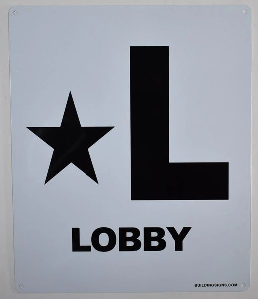 FLOOR NUMBER SIGN - STAR L LOBBY SIGN -(White, Rust Free Aluminium 10X12)-Grand Canyon Line