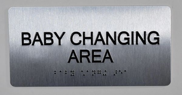 BABY CHANGING AREA SIGN- BRAILLE (ALUMINUM SIGNS 4X8)- The Sensation line- Tactile Touch Braille Sign