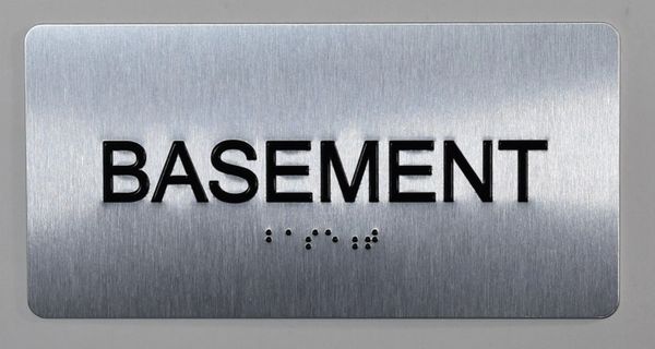 BASEMENT SIGN- BRAILLE (ALUMINUM SIGNS 4X8)- The Sensation line- Tactile Touch Braille Sign