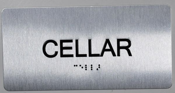 CELLAR SIGN- BRAILLE (ALUMINUM SIGNS 4X8)- The Sensation line- Tactile Touch Braille Sign