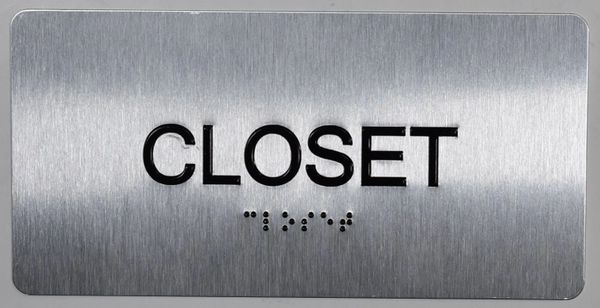 CLOSET SIGN- BRAILLE (ALUMINUM SIGNS 4X8)- The Sensation line- Tactile Touch Braille Sign