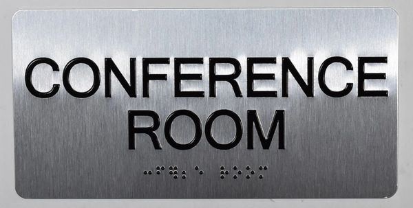 CONFERENCE ROOM Sign- BRAILLE (ALUMINUM SIGNS 4X8)- The Sensation line- Tactile Touch Braille Sign