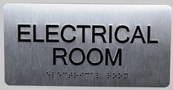 ELECTRICAL ROOM Sign- BRAILLE (ALUMINUM SIGNS 4X8)- The Sensation line- Tactile Touch Braille Sign