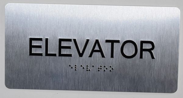 Elevator SIGN- BRAILLE (ALUMINUM SIGNS 4X8)- The Sensation line- Tactile Touch Braille Sign