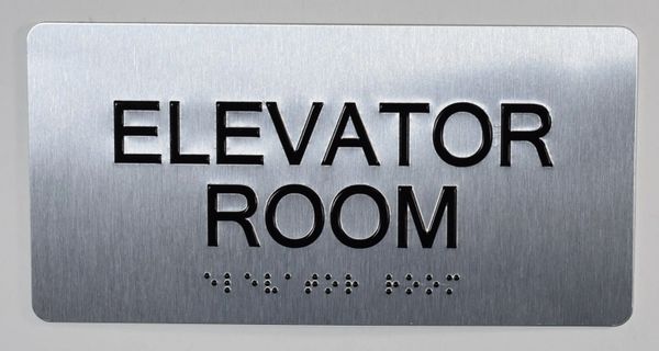 Elevator room SIGN- BRAILLE (ALUMINUM SIGNS 4X8)- The Sensation line- Tactile Touch Braille Sign