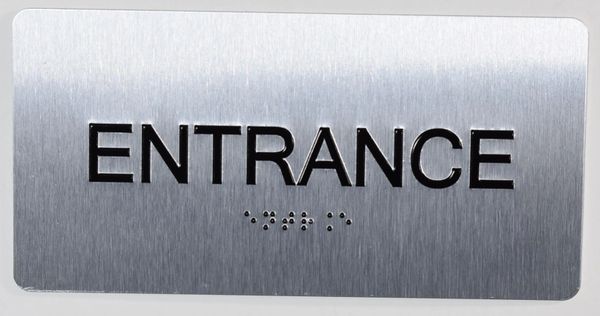 ENTRANCE SIGN- BRAILLE (ALUMINUM SIGNS 4X8)- The Sensation line- Tactile Touch Braille Sign