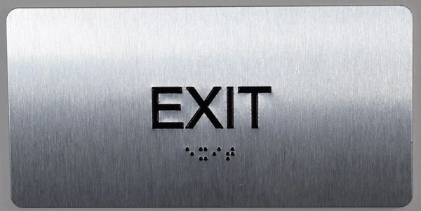 EXIT SIGN- BRAILLE (ALUMINUM SIGNS 4X8)- The Sensation line- Tactile Touch Braille Sign