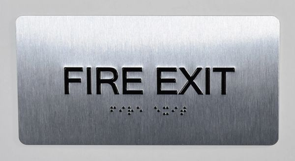 FIRE EXIT SIGN- BRAILLE (ALUMINUM SIGNS 4X8)- The Sensation line- Tactile Touch Braille Sign