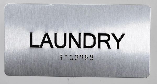 Laundry Sign- BRAILLE (ALUMINUM SIGNS 4X8)- The Sensation line- Tactile Touch Braille Sign