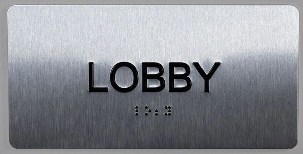 LOBBY SIGN- BRAILLE (ALUMINUM SIGNS 4X8)- The Sensation line- Tactile Touch Braille Sign
