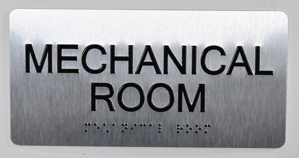 Mechanical Room Sign- BRAILLE (ALUMINUM SIGNS 4X8)- The Sensation line- Tactile Touch Braille Sign