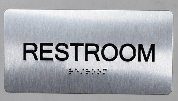 RESTROOM SIGN- BRAILLE (ALUMINUM SIGNS 4X8)- The Sensation line- Tactile Touch Braille Sign