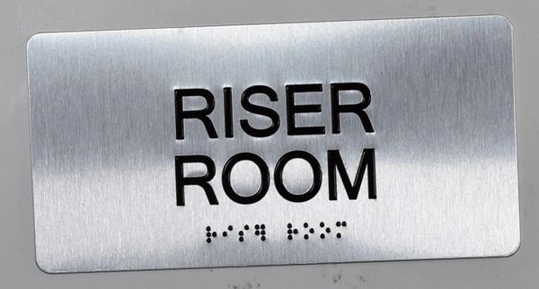 Riser room Sign- BRAILLE (ALUMINUM SIGNS 4X8)- The Sensation line- Tactile Touch Braille Sign