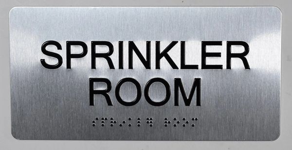 Sprinkler Room SIGN- BRAILLE (ALUMINUM SIGNS 4X8)- The Sensation line- Tactile Touch Braille Sign