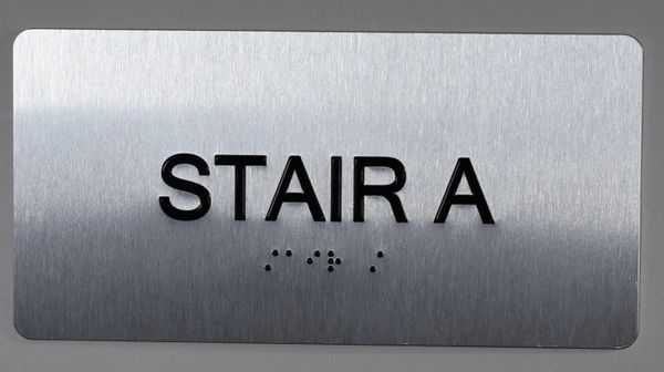 STAIR A SIGN- BRAILLE (ALUMINUM SIGNS 4X8)- The Sensation line- Tactile Touch Braille Sign