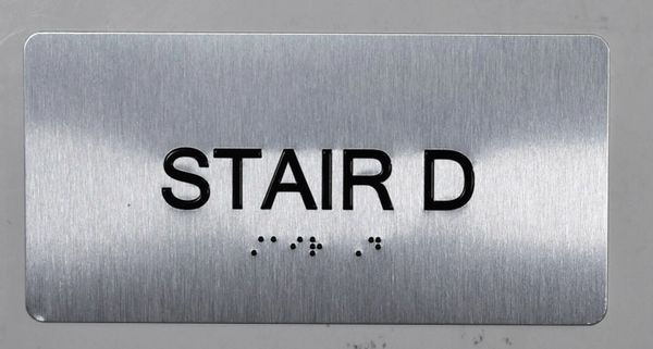 STAIR D SIGN- BRAILLE (ALUMINUM SIGNS 4X8)- The Sensation line- Tactile Touch Braille Sign