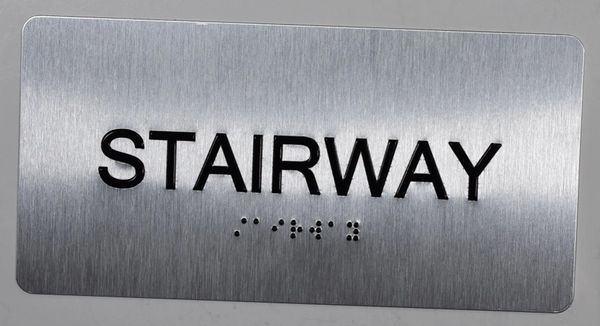 Stairway Sign- BRAILLE (ALUMINUM SIGNS 4X8)- The Sensation line- Tactile Touch Braille Sign