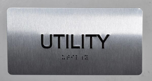 UTILITY Sign- BRAILLE (ALUMINUM SIGNS 4X8)- The Sensation line- Tactile Touch Braille Sign