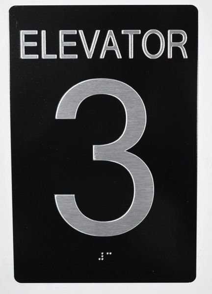 Elevator 3 SIGN- BRAILLE (ALUMINUM SIGNS 9X6)- The Sensation Line- Tactile Touch Braille Sign