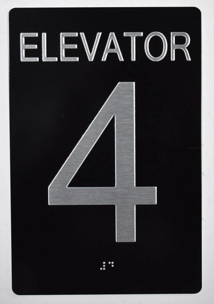 Elevator 4 SIGN- BRAILLE (ALUMINUM SIGNS 9X6)- The Sensation Line- Tactile Touch Braille Sign