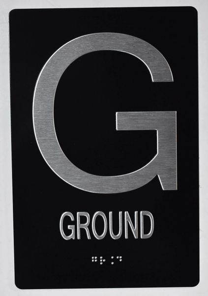 GROUND SIGN- BRAILLE (ALUMINUM SIGNS 9X6)- The Sensation Line- Tactile Touch Braille Sign