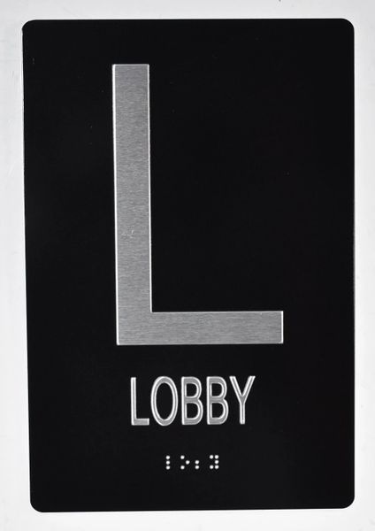 LOBBY SIGN- BRAILLE (ALUMINUM SIGNS 9X6)- The Sensation Line- Tactile Touch Braille Sign