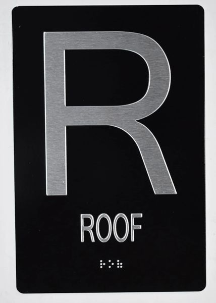 ROOF SIGN - BLACK- BRAILLE (ALUMINUM SIGNS 9X6)- The Sensation line- Tactile Touch Braille Sign