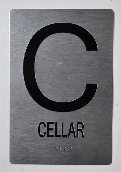 CELLAR SIGN- BRAILLE (ALUMINUM SIGNS 9X6)- The Sensation Line- Tactile Touch Braille Sign