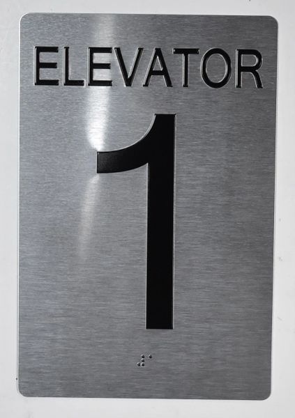 Elevator 1 SIGN- BRAILLE (ALUMINUM SIGNS 9X6)- The Sensation Line- Tactile Touch Braille Sign