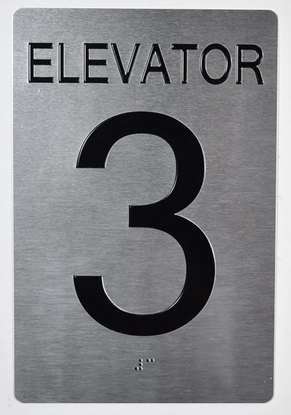 Elevator 3 SIGN- BRAILLE (ALUMINUM SIGNS 9X6)- The Sensation Line- Tactile Touch Braille Sign