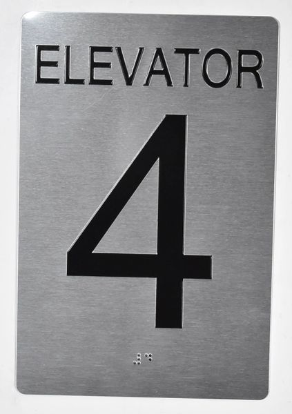 Elevator 4 SIGN- BRAILLE (ALUMINUM SIGNS 9X6)- The Sensation Line- Tactile Touch Braille Sign