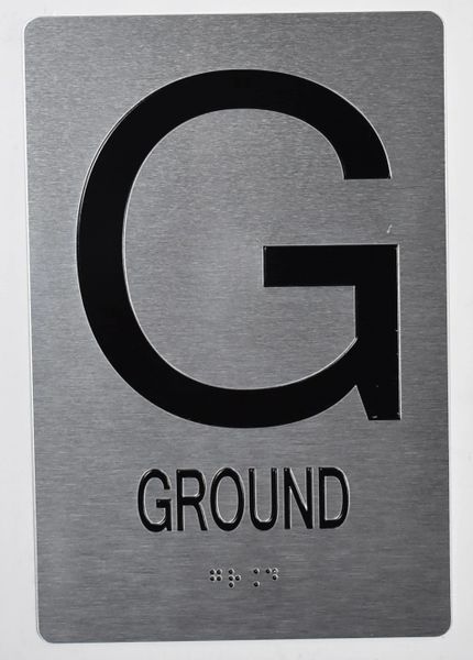 GROUND SIGN- BRAILLE (ALUMINUM SIGNS 9X6)- The Sensation Line- Tactile Touch Braille Sign