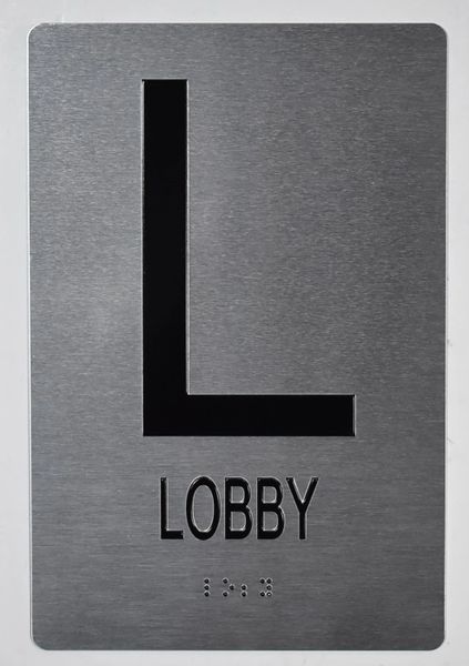 LOBBY SIGN- BRAILLE (ALUMINUM SIGNS 9X6)- The Sensation Line- Tactile Touch Braille Sign