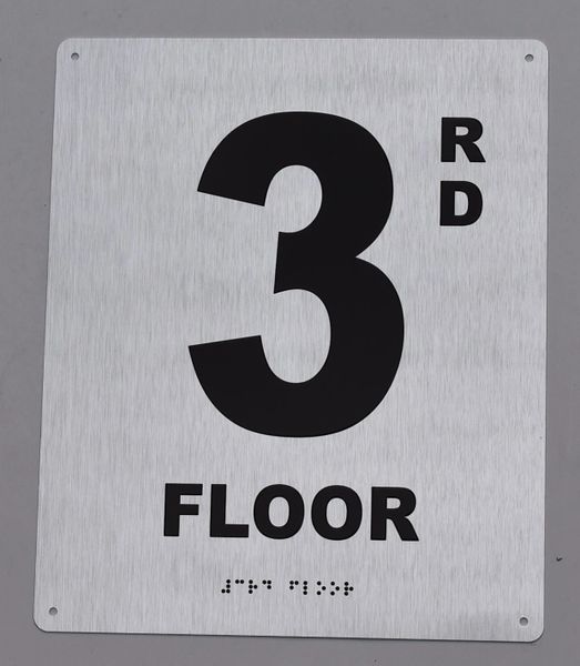 3rd FLOOR SIGN- BRAILLE (ALUMINUM SIGNS 12X10)29.99