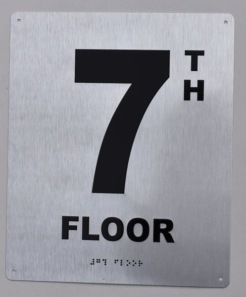 7th FLOOR SIGN- BRAILLE (ALUMINUM SIGNS 12X10)- The Sensation line- Tactile Touch Braille Sign