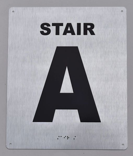 STAIR A SIGN- BRAILLE (ALUMINUM SIGNS 12X10)- The Sensation line- Tactile Touch Braille Sign