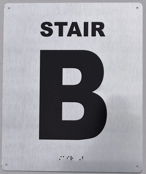 STAIR B- BRAILLE (ALUMINUM SIGNS 12X10)- The Sensation line- Tactile Touch Braille Sign