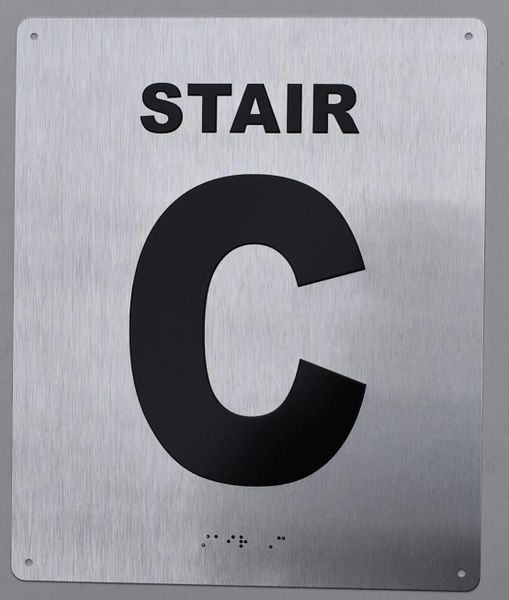 STAIR C SIGN- BRAILLE (ALUMINUM SIGNS 12X10)- The Sensation line