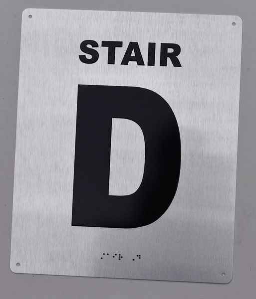 STAIR D SIGN- BRAILLE (ALUMINUM SIGNS 12X10)- The Sensation line- Tactile Touch Braille Sign