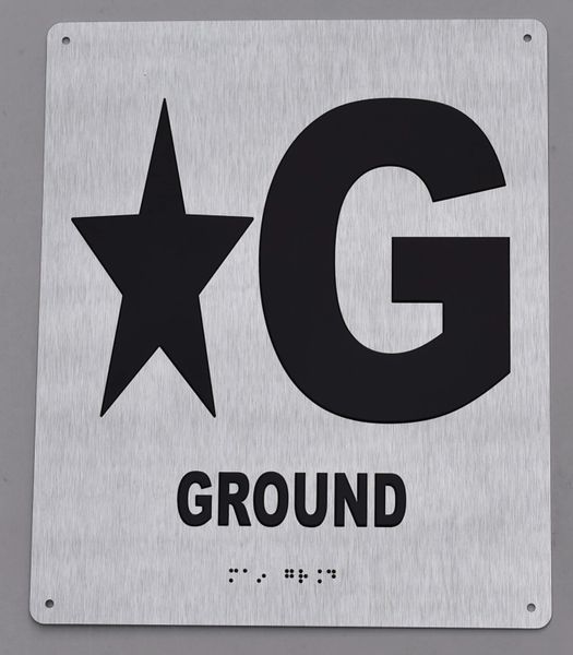 STAR GROUND SIGN-* GROUND SIGN- BRAILLE (ALUMINUM SIGNS 12X10)- The Sensation line- Tactile Touch Braille Sign