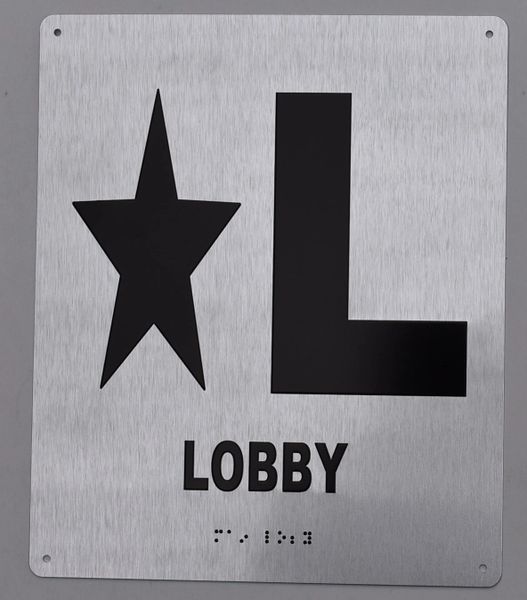 STAR LOBBY SIGN- * LOBBY SIGN- BRAILLE (ALUMINUM SIGNS 12X10)- The Sensation line- Tactile Touch Braille Sign