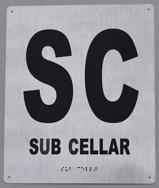 SUB CELLAR SIGN- BRAILLE (ALUMINUM SIGNS 12X10)- The Sensation line- Tactile Touch Braille Sign