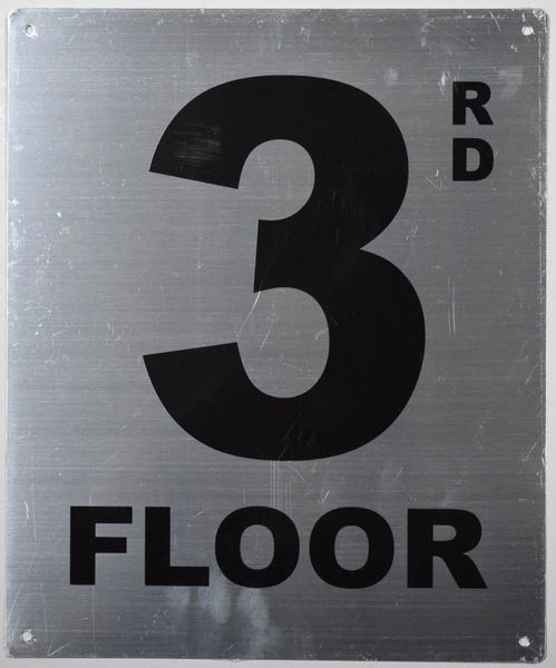 3rd FLOOR SIGN- SILVER (ALUMINUM SIGNS 12X10)- Monte Rosa Line